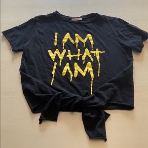 Zara Crop Top Graphic Tee “I am what I am” Size L